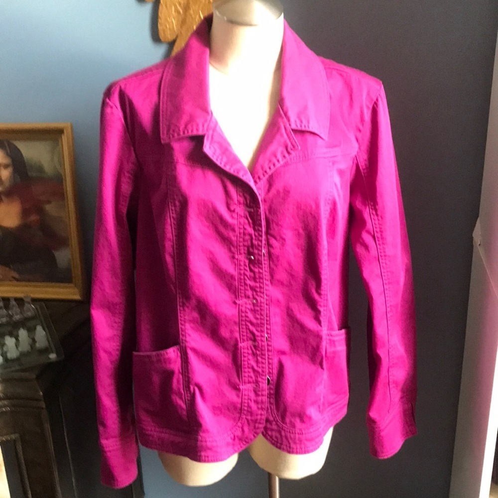 Tria fucsia button down blazer jacket size L barbiecore casual lightweight